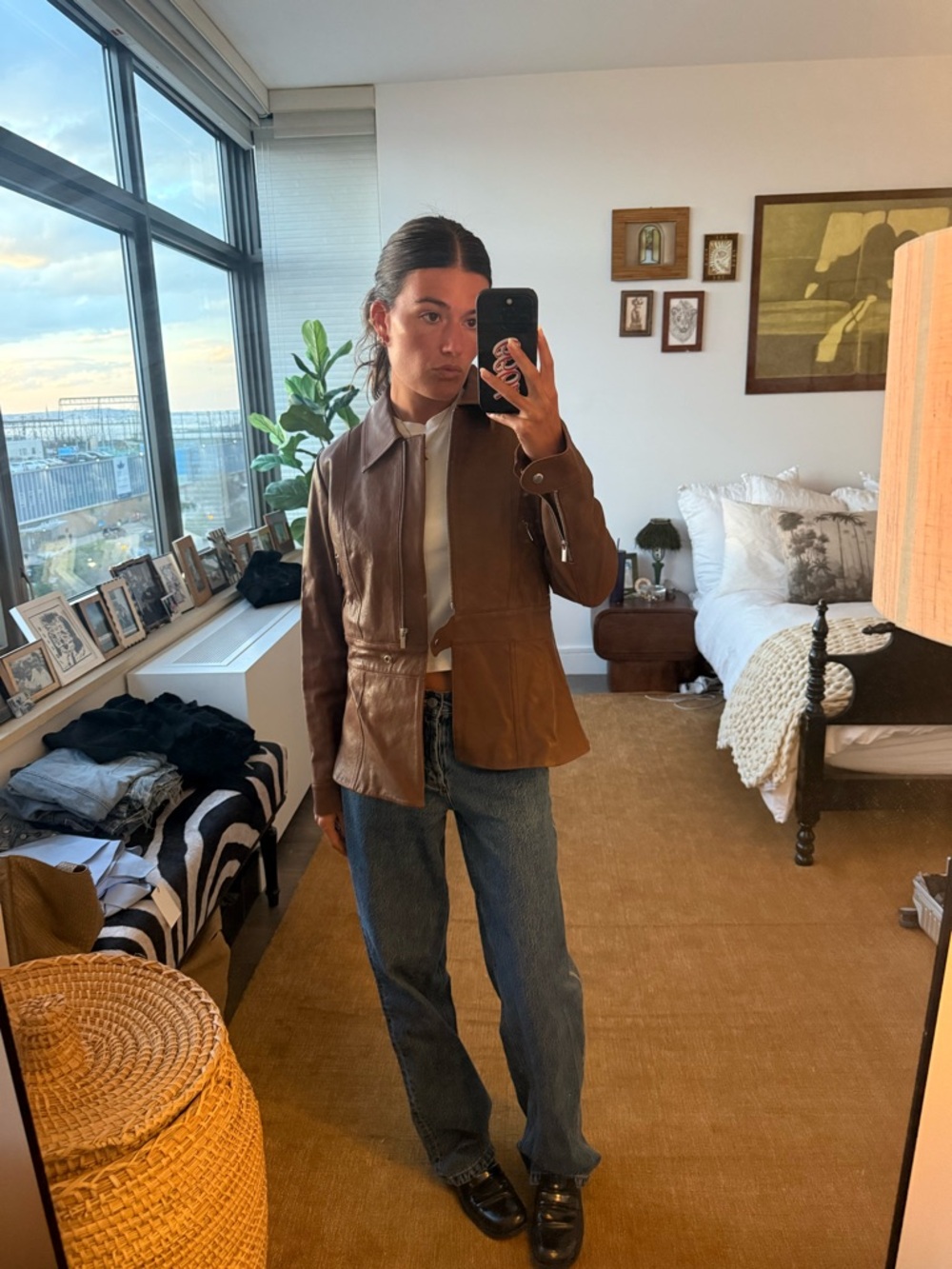 Rebecca Taylor Brown Leather Zip Jacket - Picture 3 of 5